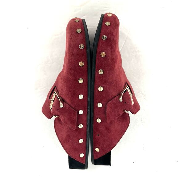 Veronica Beard Fern Suede Mule Clog Maroon Red Women's Size 9 - Picture 7 of 12